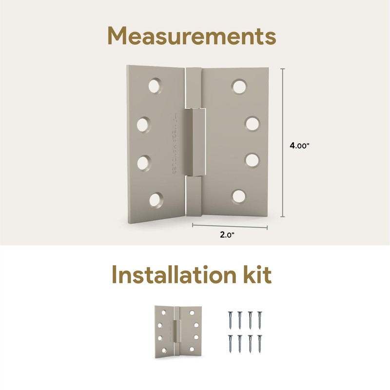 MEGA HANDLES - Square Barrel Hinges with Square Corners, Stainless