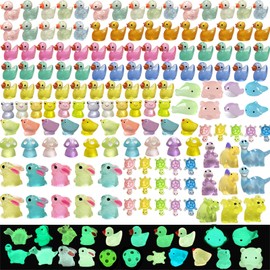 MAXXYUN 150PCS Mini Resin Animals, 44 Styles Tiny Glow in The Dark Mini Animals Mixed, Small Plastic Animal Figures Miniature Resin Animals for Micro Garden Landscape Aquarium Dollhouse Decor