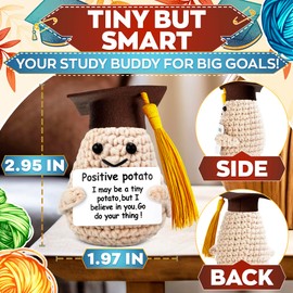 Positive Potato with Encouraging Message – Emotional Support Potato Gift (2.95" x 1.97") Positive Crochet Gifts for Friends, College Students & Graduates – Soft Material, Uplifting & Funny Keepsake