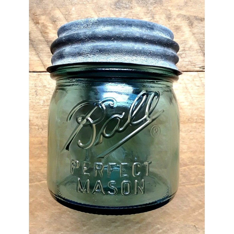 BALL 1/2 HALF PINT BLUE MASON Jar ~ Antique Zinc