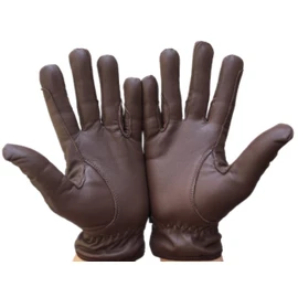 Guantes de equitación para mujer, 100% piel auténtica, color marrón, beige, marrón tostado y negro, para mujer (talla L, marrón oscuro)