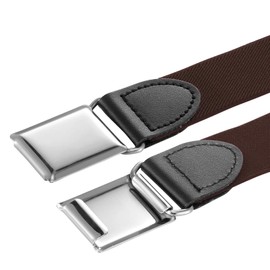 Buyless Fashion Kids Boys Toddler No Buckle Adjustable Elastic Dress Stretch Belt - 5096-Brown