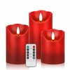HEIOKEY 3 Pack Red Flickering Flameless Candle Set, Battery Operated