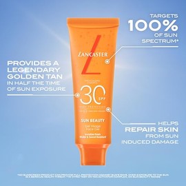 Lancaster Sun Beauty Face Gel SPF30 50ml | Photoaging Control | Broad Spectrum Sun Protection | Invisible Matte Finish | Ultra Lightweight Gel | Non-Greasy Formula | Water and Sweat Resistant