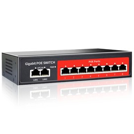 8 Port Gigabit PoE Switch with 2 Gigabit Uplink,802.3af/at Compliant,120W Built-in Power,Unmanaged Metal Plug and Play