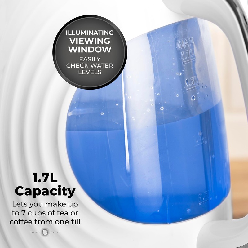 Tower T10083WHT Sonar Textured Kettle with Large Viewing Window &