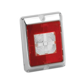 Bargman 48-85-711 Enhanced Height Incandescent Red Reflex with Clear Center Backup Lens - Chrome Border