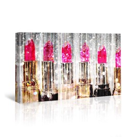 The Oliver Gal Artist Co. Fashion and Glam Wall Art Canvas Prints 'Lipstick Collection' Home Décor, 15" x 10", Pink, Gold