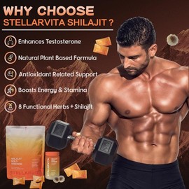 Stellarvita Himalayan Shilajit Gold Gummies 4000mg w/Ashwagandha, Gokshura & Black Mustard - 60 Gummies, Lab Tested, Energy & Stress Support