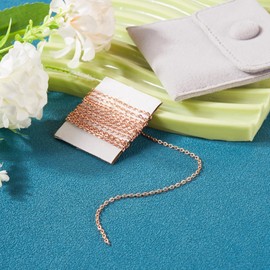 Elecrelive 925 Sterling Silver Cable Chain 3.28 Feet Rose Gold Unwelded Necklace Chains with Jewelry Cleaning Cloth Velvet Storage Bag for Men Women Jewelry Chain DIY Making