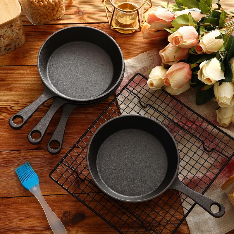 Remerry 30 Sets 4 Inches Cast Iron Skillets Mini Black