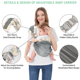 Huifen Adjustable One Shoulder Baby Carrier for Infant, Lightweight Breathable Mesh Baby Hip Carrier Portable Baby Carrier Sling for Newborn to Toddler Girl and Boy 6-40 lbs (Green)
