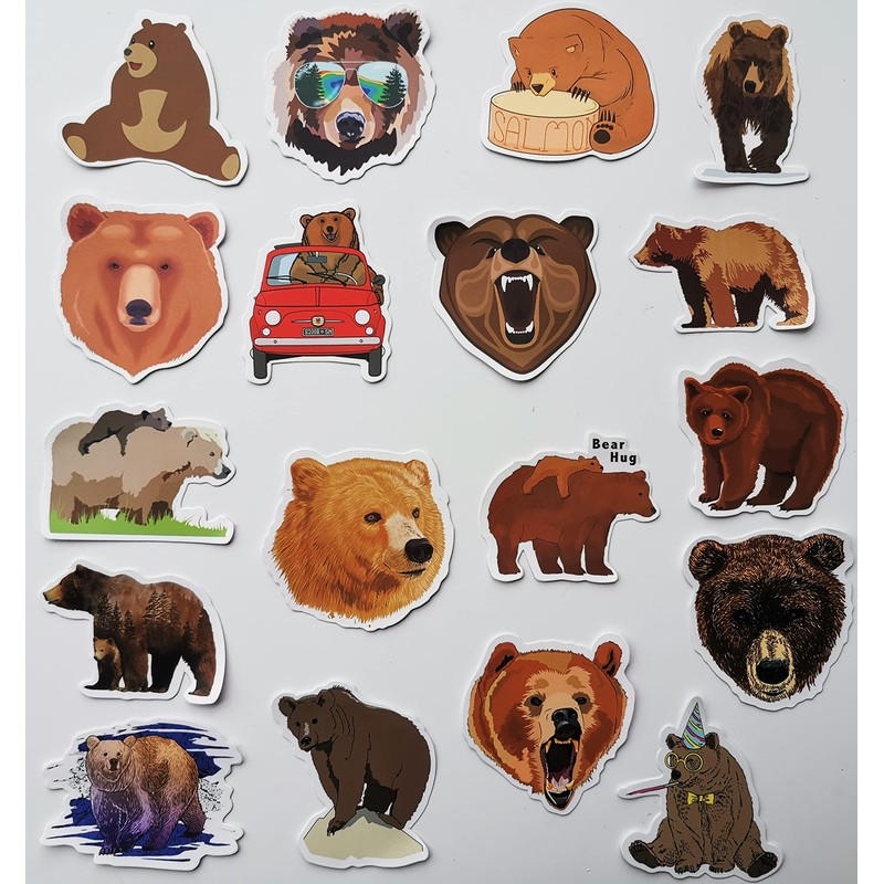 50Pcs Wild Brown Bear Stickers Cute Brown Bear Decal for