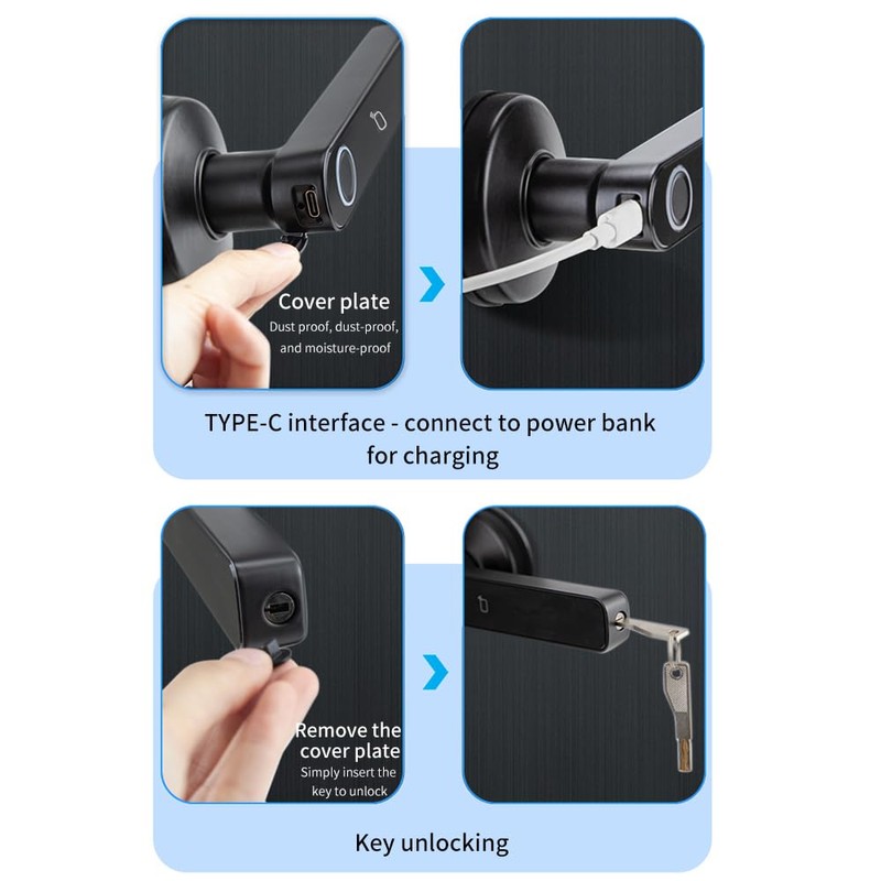 Smart Biometric Fingerprint Door Lock System,Work with Tuya/Smartlife APP Bluetooth