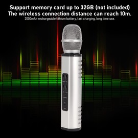 K6 Handheld Microphone, Karaoke Bluetooth Microphone, Portable Noise Cancelling Microphone Speaker Machine for Adults Kids Pc Smartphones (Silver)
