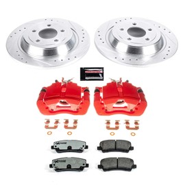 Power Stop KC6813-26, Z26 Rear Caliper Kit-Drilled/Slotted Rotors, Carbon Ceramic Brake Pads, Calipers For Ford Mustang 2015-2019 [Model Specific]