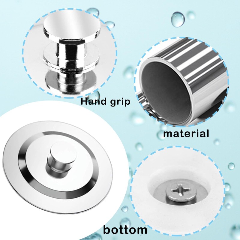 2 PCS Bath Plug, Universal Bath Plug With Chain Stainless