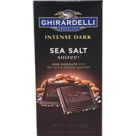 GHIRARDELLI Intense Dark Chocolate Bar, Sea Salt Almond, 3.5 Oz Bar (Pack of 12)