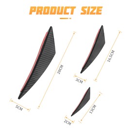 JNNJ Car Spoiler Canards Kit, 6 Pcs Universal Front Bumper Lip Splitter, Soft Fins Spoiler Canards Kit for Car Body, Anti-Collision Strip Bumper Decoration Sticker Exterior Accessories(Carbon Fiber)