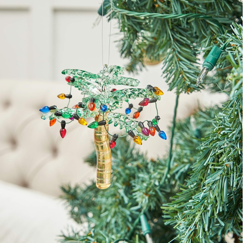 C&F Home Palm Tree with Christmas Lights Beach Coastal Christmas