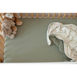 Pobibaby - Single Solid Premium Fitted Baby Crib Sheets for Standard Crib Mattress - Ultra-Soft Cotton Blend, Safe and Snug, and Stylish Solid Crib Sheet (Sage Green)