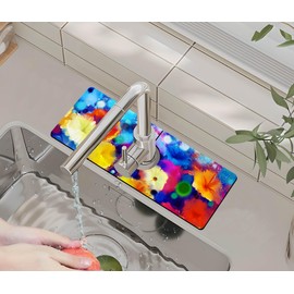 Kitchen Sink Splash Guard Faucet Mat -1 PC Super Absorbent Fast Drying Mat Sink Gadgets-Splash Guard Behind Faucet Drip Catcher for Kitchen, Bathroom,Sink Mat, Dish Drying Mat, Bathroom(15" X 5.5" )