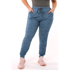 ShoSho Plus Size Womens Cozy Buttery Soft Fleece Lined Joggers Sweatpants with Drawstrings and Pockets Space Dye Print Blue/Aqua 2X