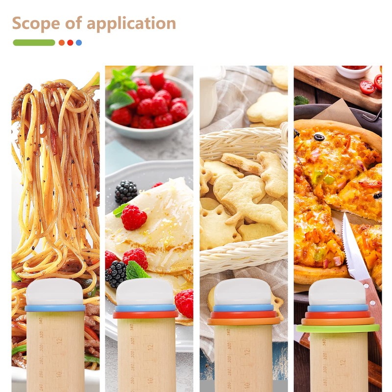 Yasashii Wood Rolling Pin With 4 Adjustable Thickness Rings, Non-stick