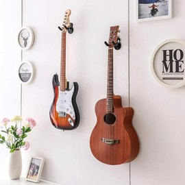 ZHAOYCSH 2er-Pack Gitarrenwandhalterung aus robustem Material - Wandhalter für Akustikgitarre, E-Gitarre, Bass & Ukulele (Tiefschwarz) - Universelle Wandhalterung mit weichem Polster, U-förmig