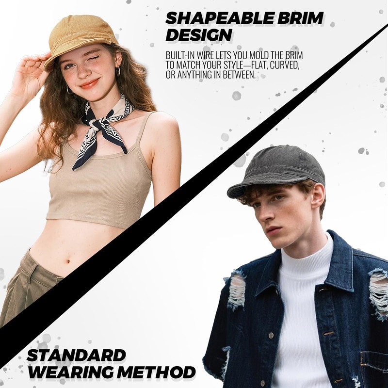 Clakllie Soft Short Brim Baseball Cap Flat Bill Snapback Cap