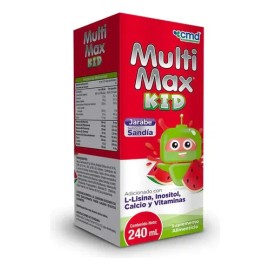 MultiMax Kid CMD Jarabe 240ml Sandía L-Lisina Inositol Calcio Suplemento Nutricional