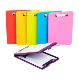 Mind Reader Apprentice Collection, Storage Clipboard with Low Profile Clip, Letter Size, Bottom Hinge, Set of 6, 9.25"L x 1"W x 13.25"H, Assorted Colors