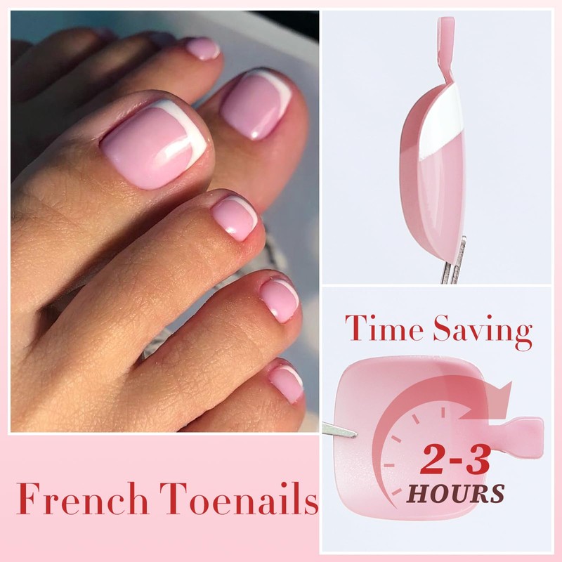 240pc White French Tip Press on Toenails Women Fake Toe