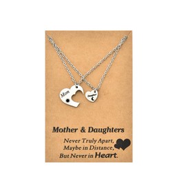 Mother Daughter Necklace Gifts for Mom Birthday Gift from Daughter Gift from Mom Daughter Heart Necklace Matching Gifts for Long Distance Moms Daughters