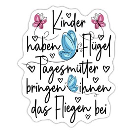 Spreadshirt Kinder Haben Flügel Danke Childminder Sticker, 10 x 10 cm, Matt White