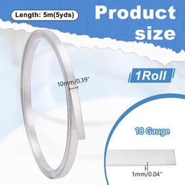 PH PandaHall 16.4 Feet Aluminium Flashing Roll Aluminium Foil Strips 1060 Aluminium Sheet Roll Grade 1 × 10 mm Aluminium Target Roller Made of Aluminium for Crafts 1 Roll