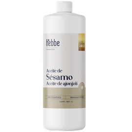 HEBBE Aceite de Sésamo 1 L | Prensado en Frío 100% Puro | Hidratante Piel y Cabello | Antioxidante Vitamina E | Uso Cosmético