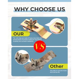 Undermount Sink Clips 10 Pack: Premium Sink Brackets & Sink Mounting Kit, Sink Installation Hardware Clips for Kitchen, Bathroom, Countertop Vanity Sink Supports