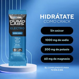 DUMO ELECTRO Electrolitos Orales en polvo sin azucar Suplemento Premium para Hidratación con Sodio, Potasio y Magnesio Electrolitos para Energía, Rendimiento y Recuperación Mora Azul 30 Porciones (30 pack, Mora azul)