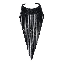 EVER FAITH Women's Crystal Bib Statement Long Tassel Choker Necklace Costume Jewellery, Crystal, nCrystal