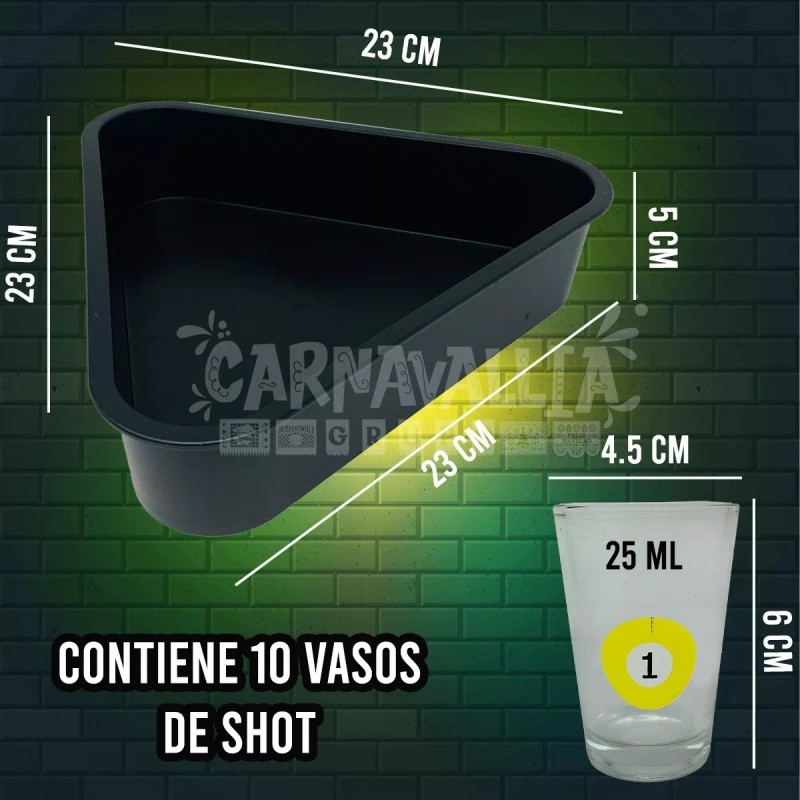 Grupo Carnavallia Billar Shots Bolas Juego 10 Caballitos Bandeja Fiesta