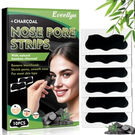Evellyn Blackhead Remover Strips 10 Charcoal Pore Deep Cleansing for All Skin Types Keeps nose skin clean and tightens pores / 이벨린 블랙헤드 리무버 스트립 10개의 숯 모공 모든 피부 타입을 위한 딥 클렌징 코 피부를 깨끗하게 유지하고 모공을 조여줍니다