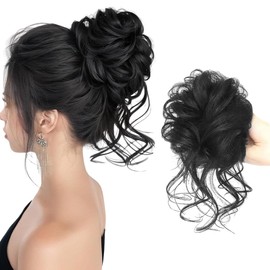 1 Piece Wig Ponytail Wig Headband Messy Hair Bun Wig Black Curly Hair Bun Suitable for Women Girls Ponytail