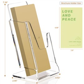 Acrylic Brochure Holder 4x9 Inch,Clear Pamphlet Holder Display Stand for Trifold 4 Inch Flyers,Pamphlets,Booklets,Menu,Leaflets for Office,Home,Store,Trade Exhibition,1 Pack,A6