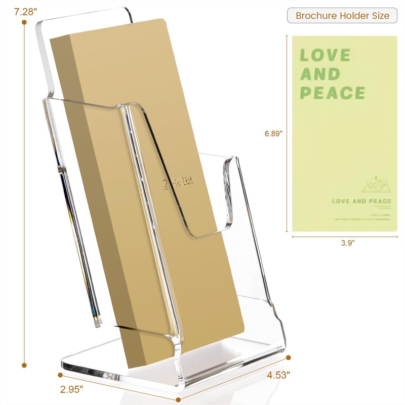 Acrylic Brochure Holder 4x9 Inch,Clear Pamphlet Holder Display Stand for
