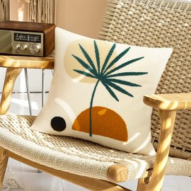 Merrycolor Boho Throw Pillow Covers 18 X 18 Textured Mid Century Modern Throw Pillow Covers Abstract Bohemian Aesthetic Decorative Pillows for Couch Bed Sofa Living Room 1PC