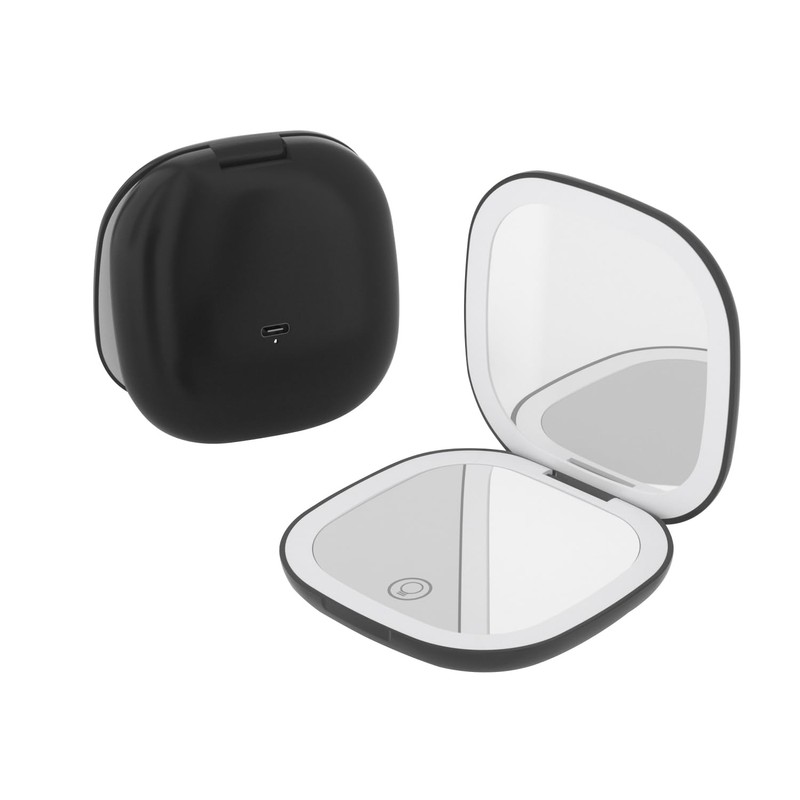 QUMOX Specchio Trucco Compatto Illuminato 5X Ingrandimento, Specchio da Viaggio