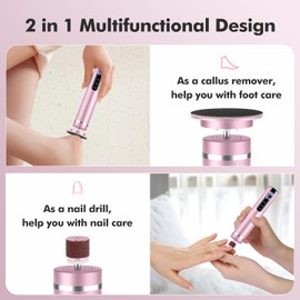 Electric Foot Callus Remover, Cordless Rechargeable 2-in-1, 13000RPM Metal Foot Sander & Nail File with 9 Speeds, 40 Sandpaper Discs, Professional Pedicure Tool