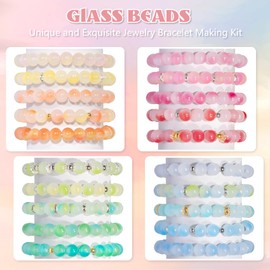Acerich 1425 Pcs Glass Beads for Bracelets, 48 Colors 8mm Crystal Glass Beads for Jewelry Making Round Friendship Bracelet Making Kit Bead DIY Crafts for Birthday Gifts