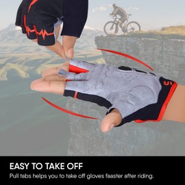 Cycling Gloves Half Finger Mountain Road Bike Cycle Gloves Anti Slip Shock Absorbing Padded Breathable MTB Bicycle Biking Gloves Sports Men Women (Red, 2 XL)